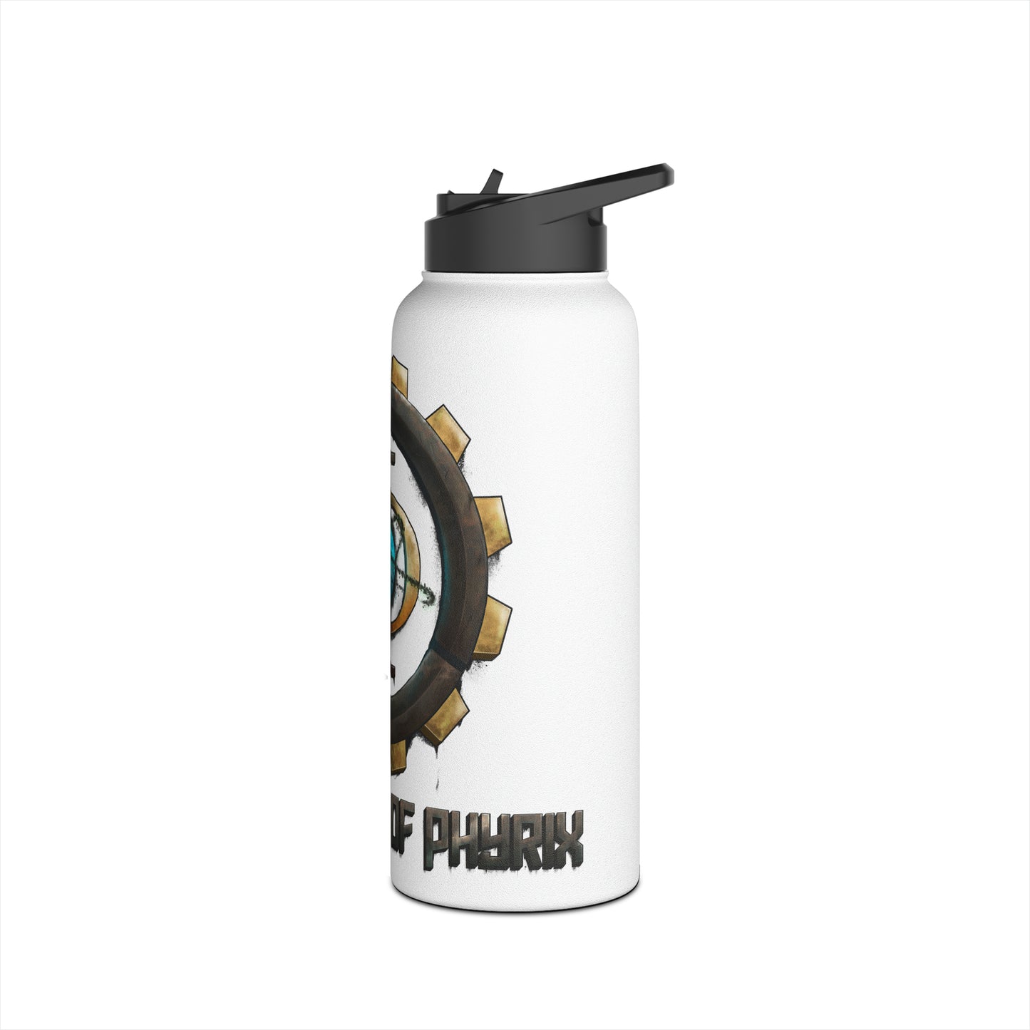 Taking of Phyrix logo water bottle