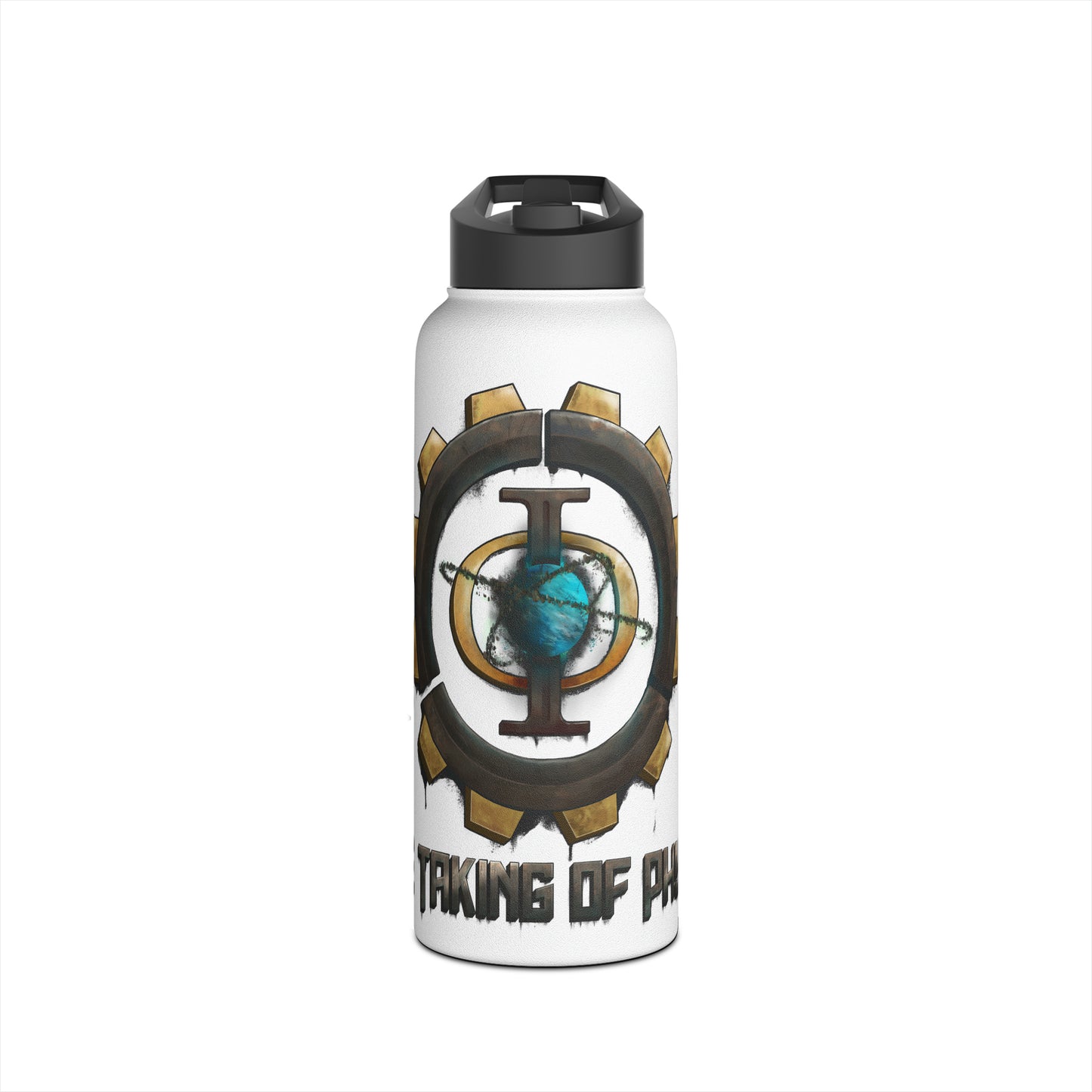 Taking of Phyrix logo water bottle