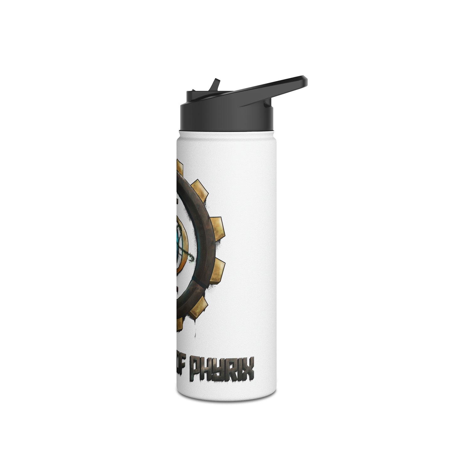 Taking of Phyrix logo water bottle